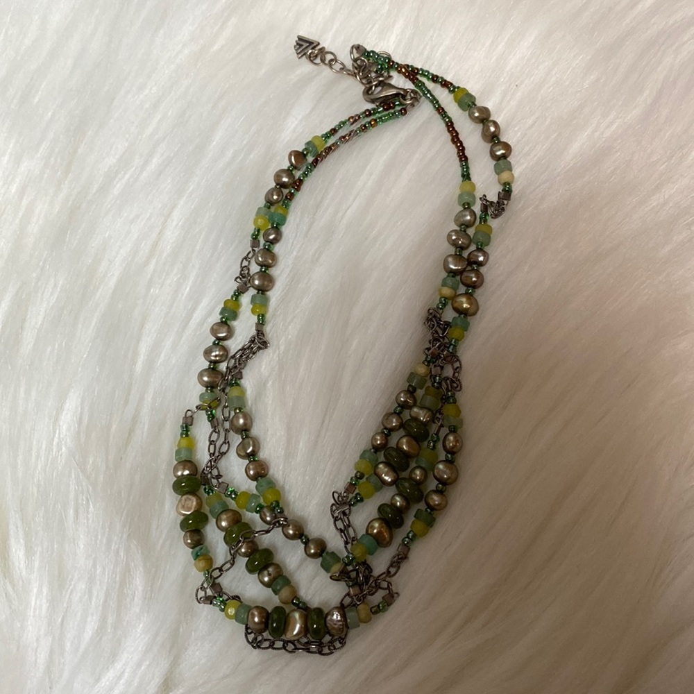 Silpada Retired Jade And Pearl Multi-strand Necklace